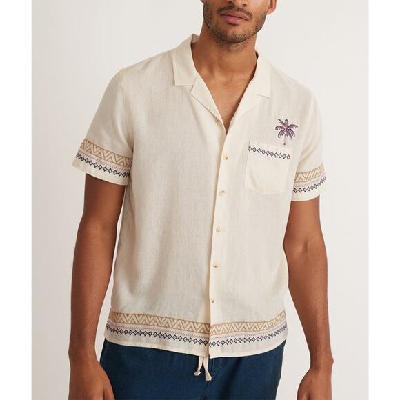 Marine Layer Embroidered Resort Shirt Men’s Small Button Up Short Sleeve Palms - Picture 1 of 7